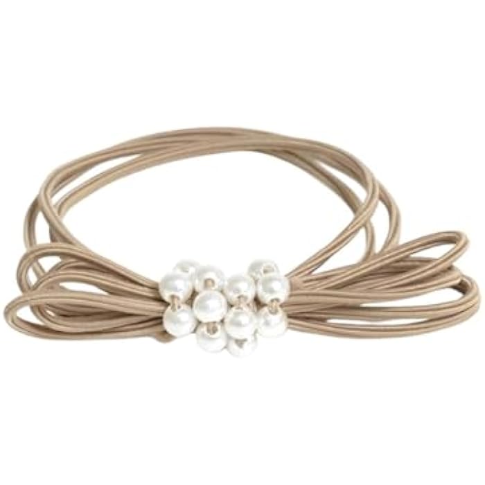 2Pcs/Set Women Hair Tie Accessories Pearl Bow Elastic Hair Bands Flower Headdress Rubber Band Cute Scrunchies Hair Bands For Girls (Mocka) - Image 1